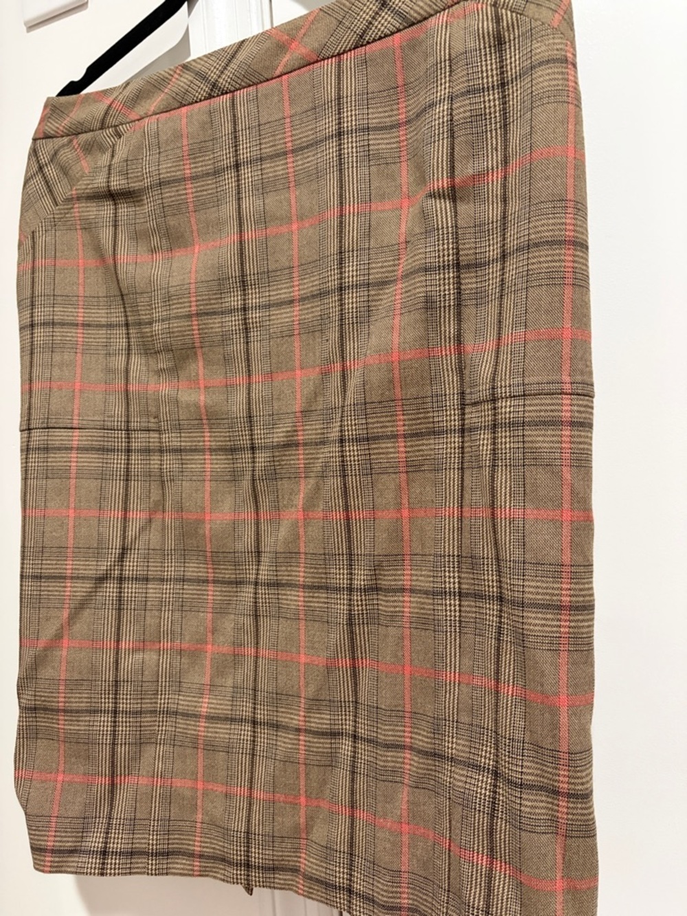 Victoria's Secret Tan Plaid Midi Skirt with Pink Windowpane